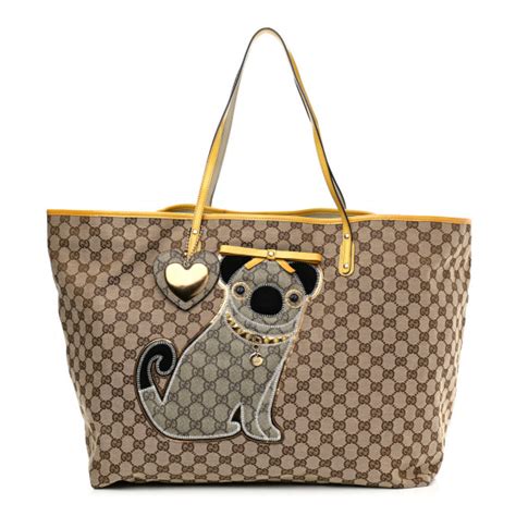 pug gucci|GUCCI GG Supreme Monogram Oliver Pug Dog Tote Bag Yellow .